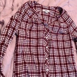 maroon plaid button up